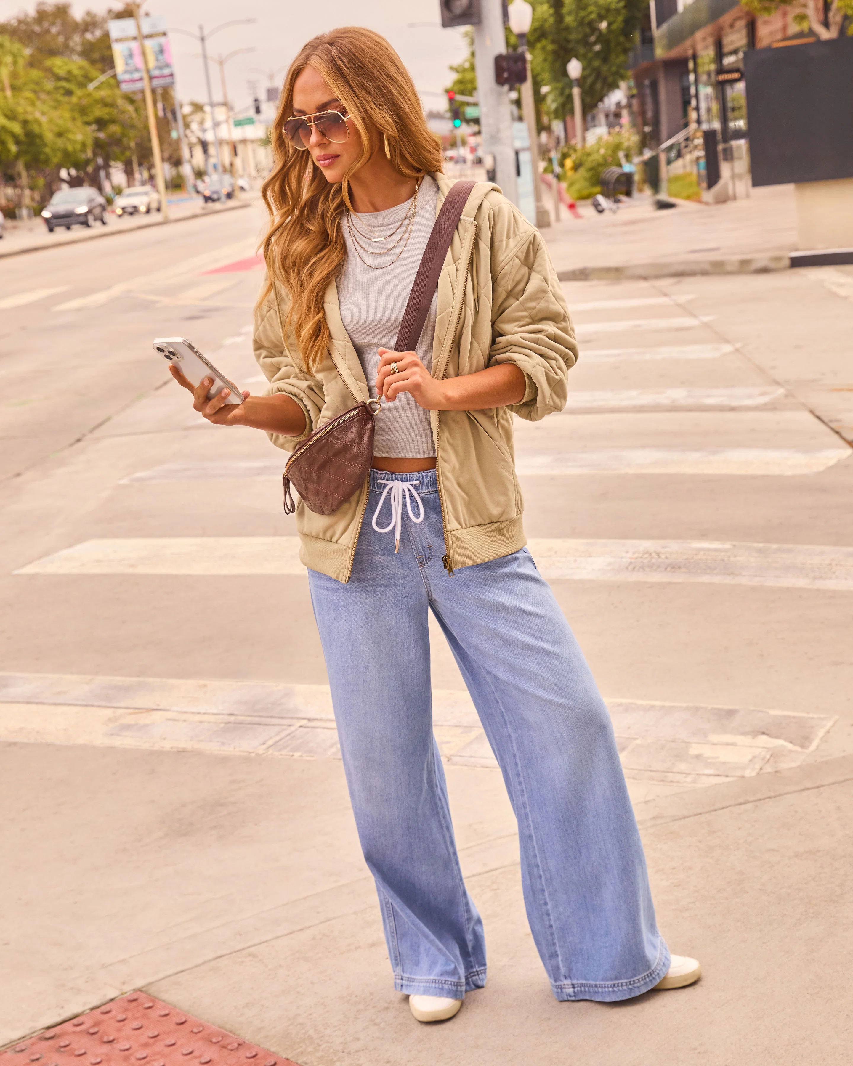 Remieh Stretch High Rise Wide Leg Drawstring Jeans