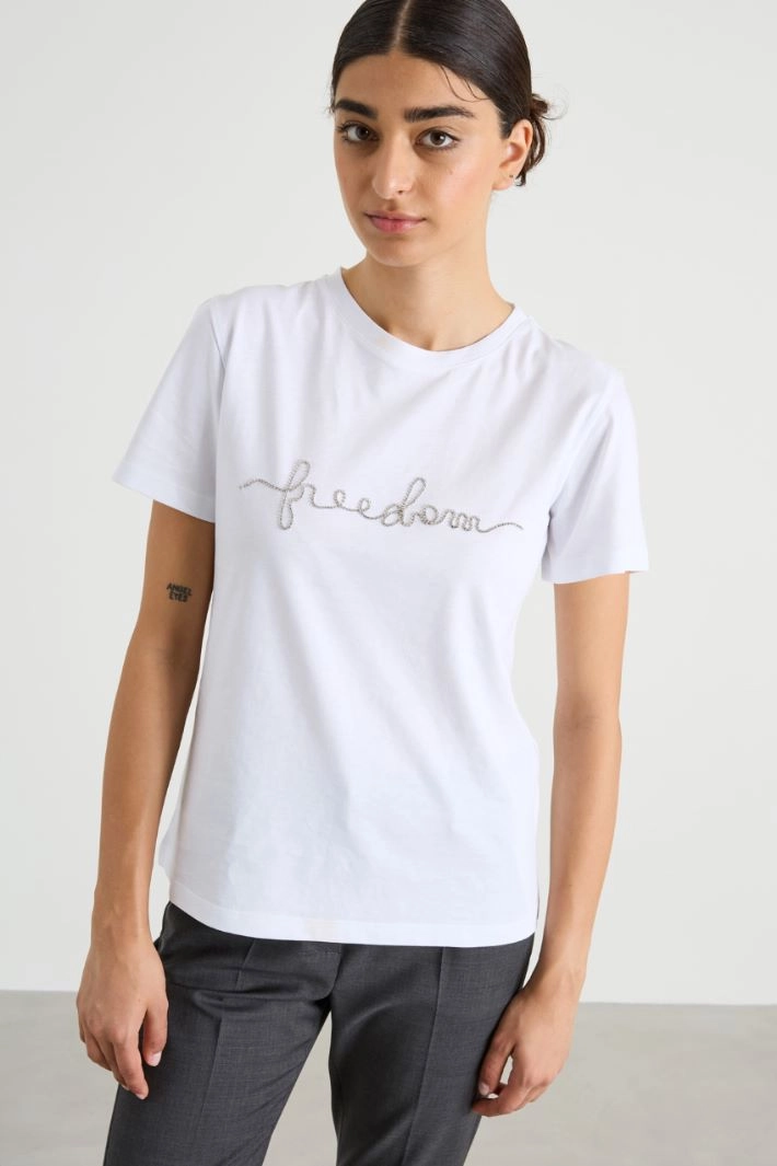 Embroidered T-shirt - WHITE