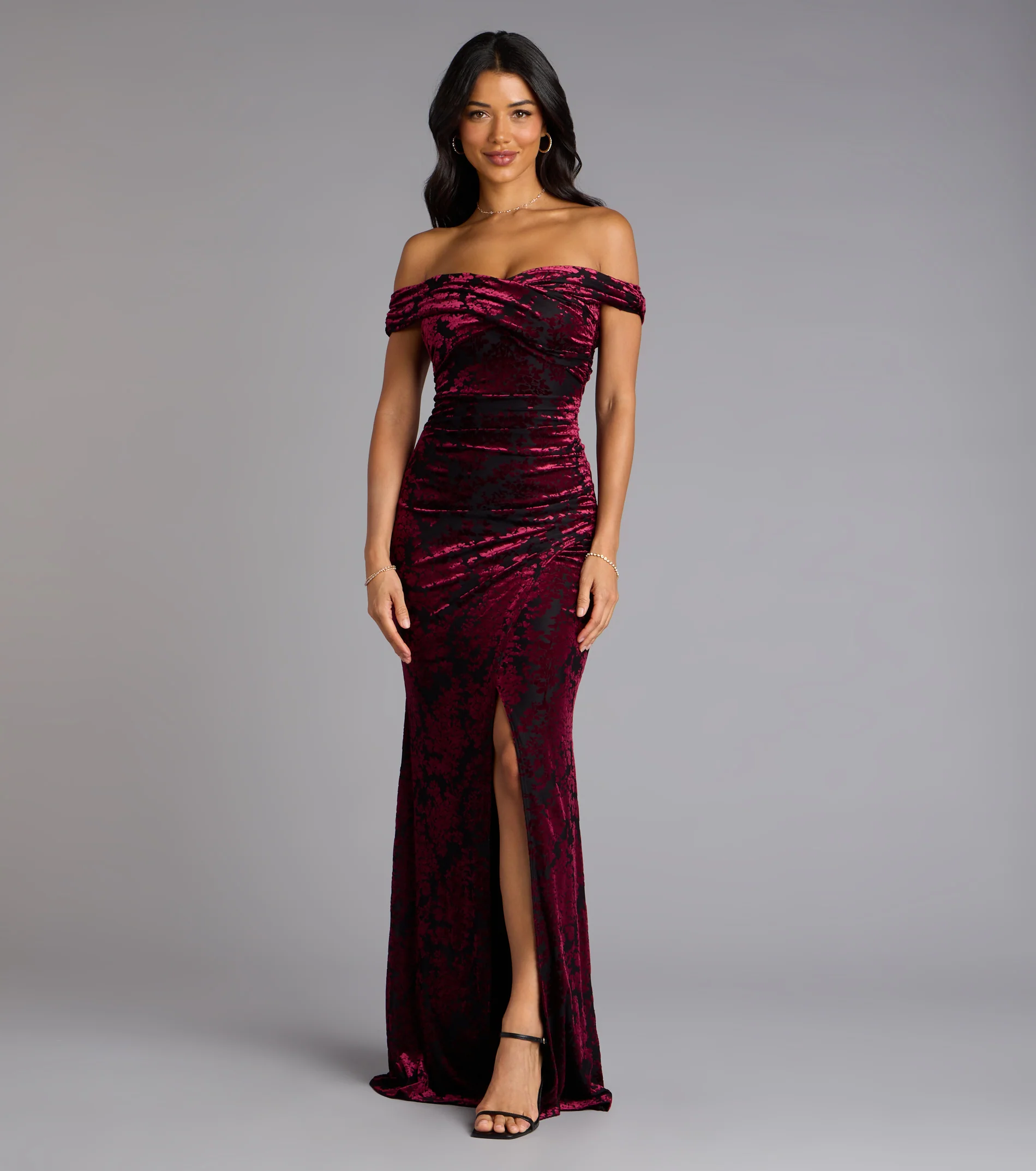 Sylvia Velvet Off-The-Shoulder Formal Dress