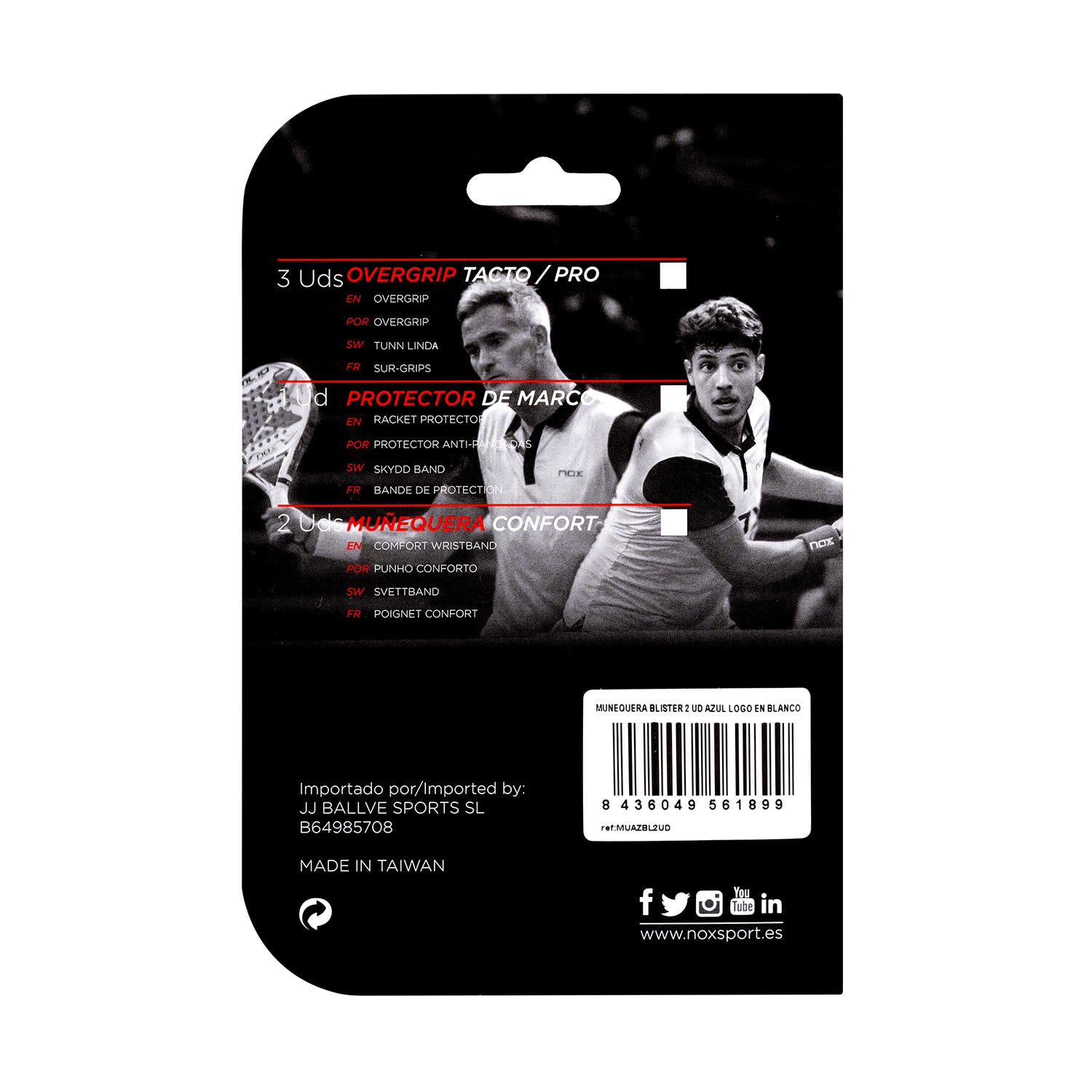 BOX 6 PCS. - BLISTER (2 PCS.) NOX WRISTBAND BLUE LOGO WHITE