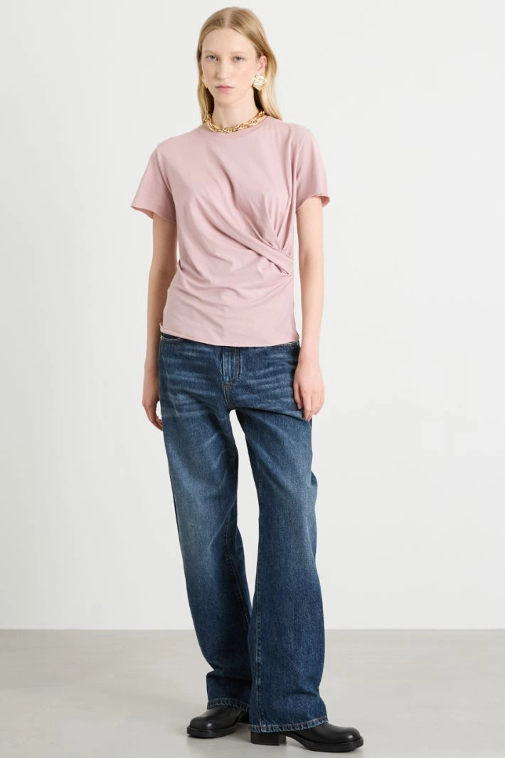 Draped T-shirt - PASTEL PINK