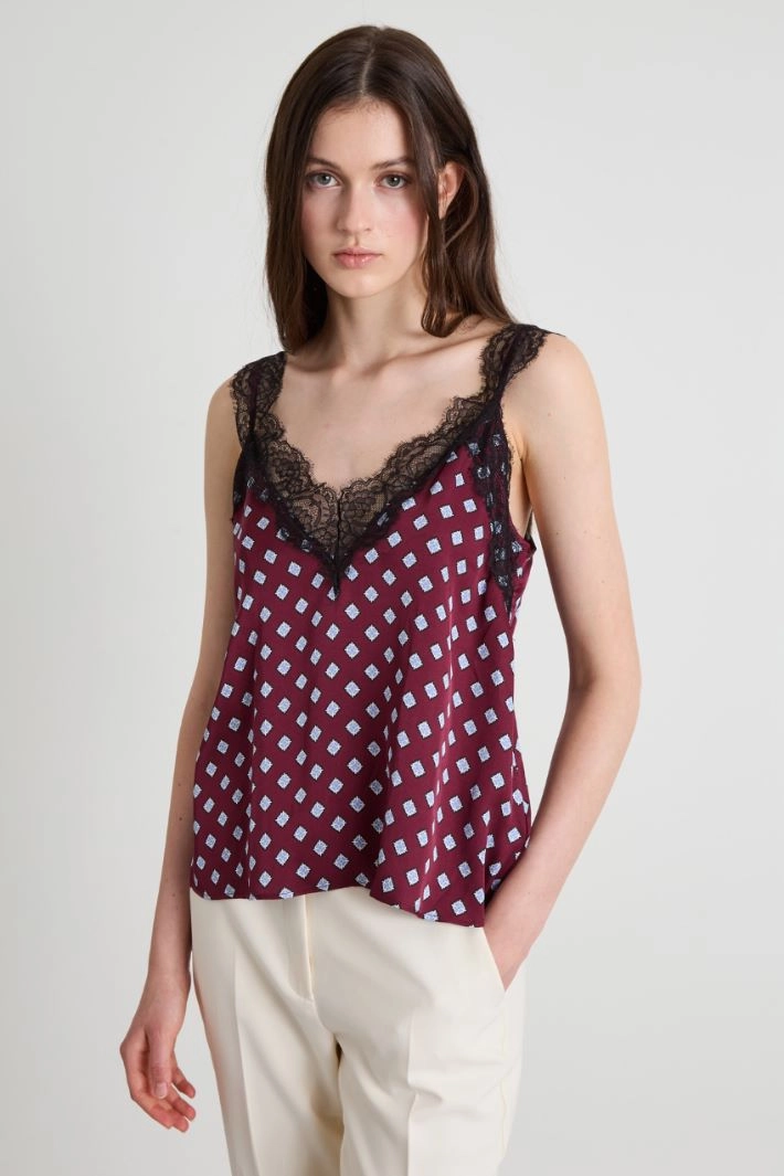 Lace lingerie-look top - BORDEAUX