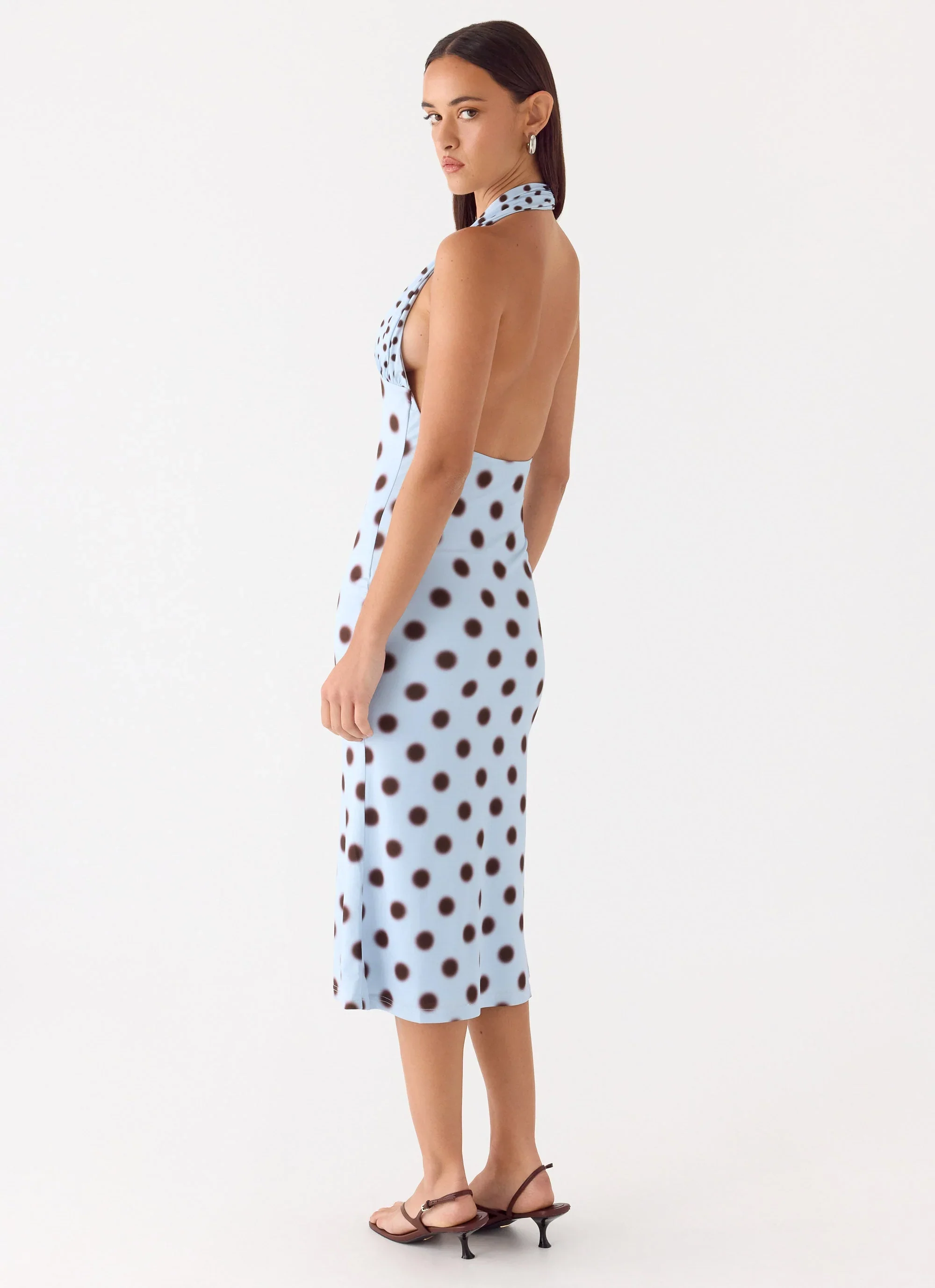 Awuku Midi Dress - Blue Mocha Dot