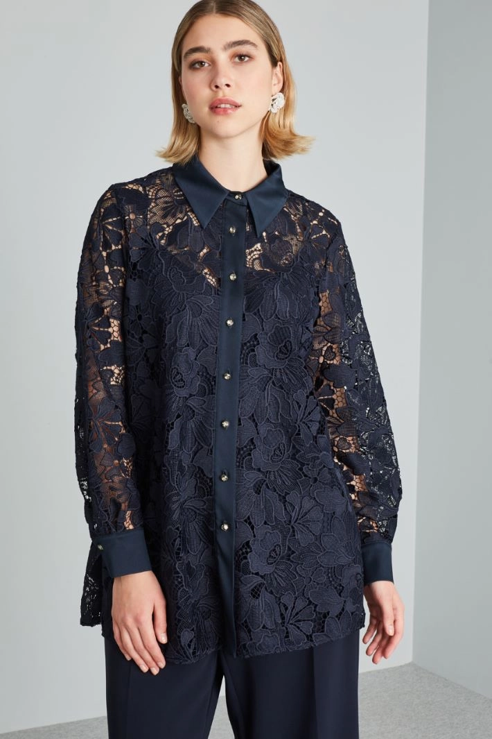 Macramé lace shirt - NIGHT BLUE