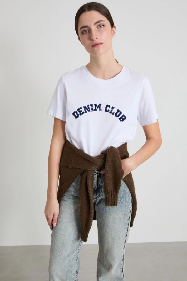 Patterned T-shirt - WHITE BLUE