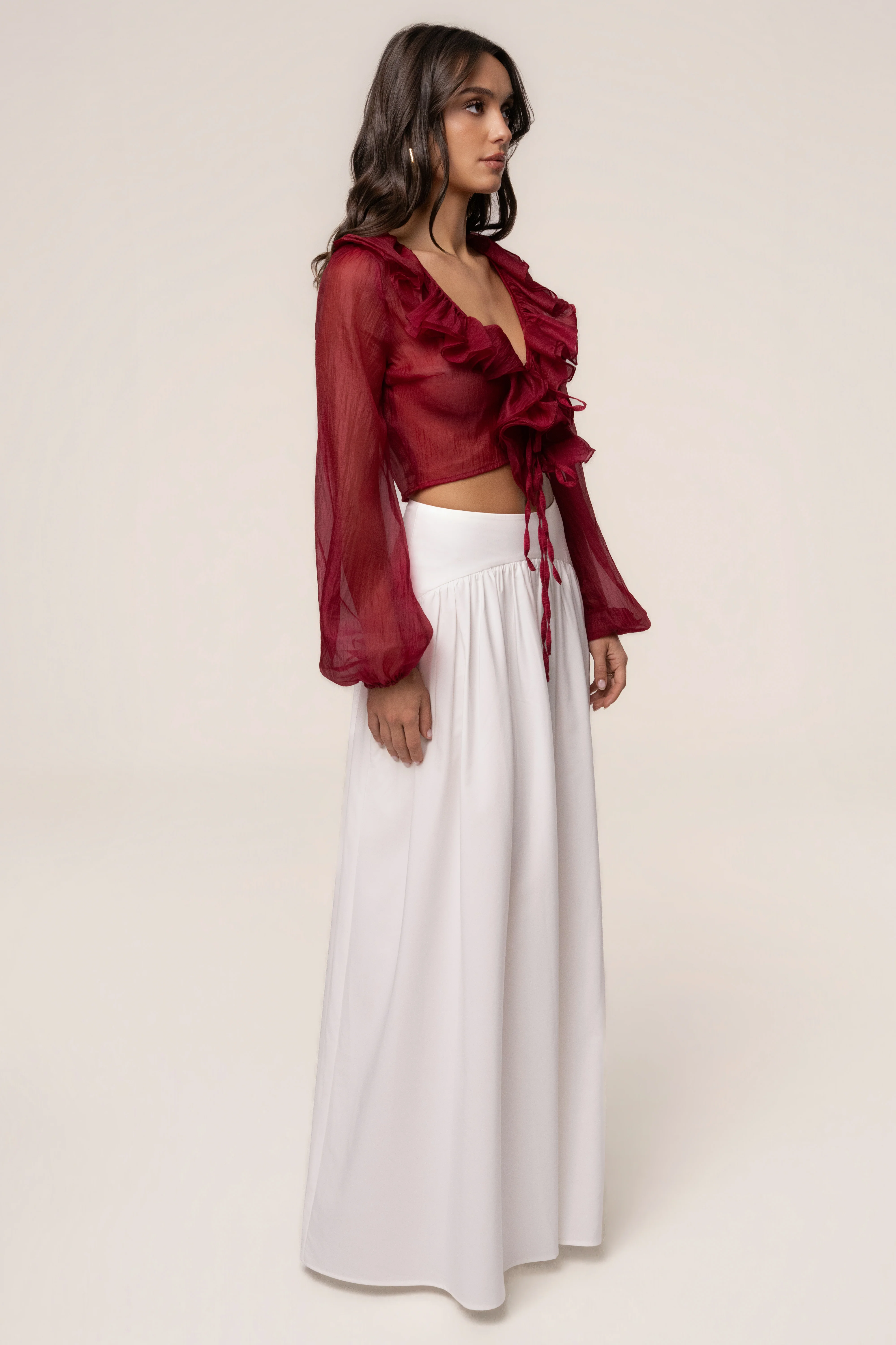 Berry Delilah Ruffled Top