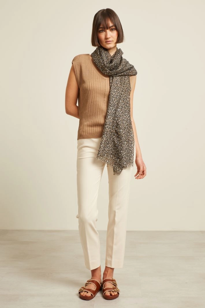 Stole with lurex fibre - BROWN BLACK