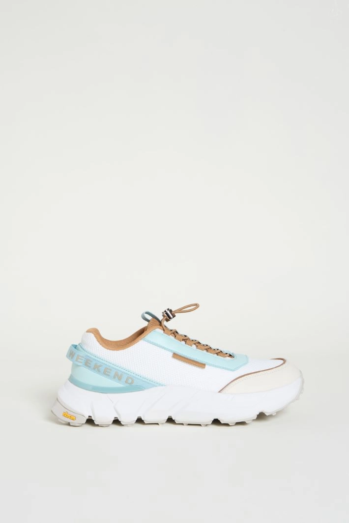 Technical mesh sneakers - WHITE LIGHT BLUE CAMEL