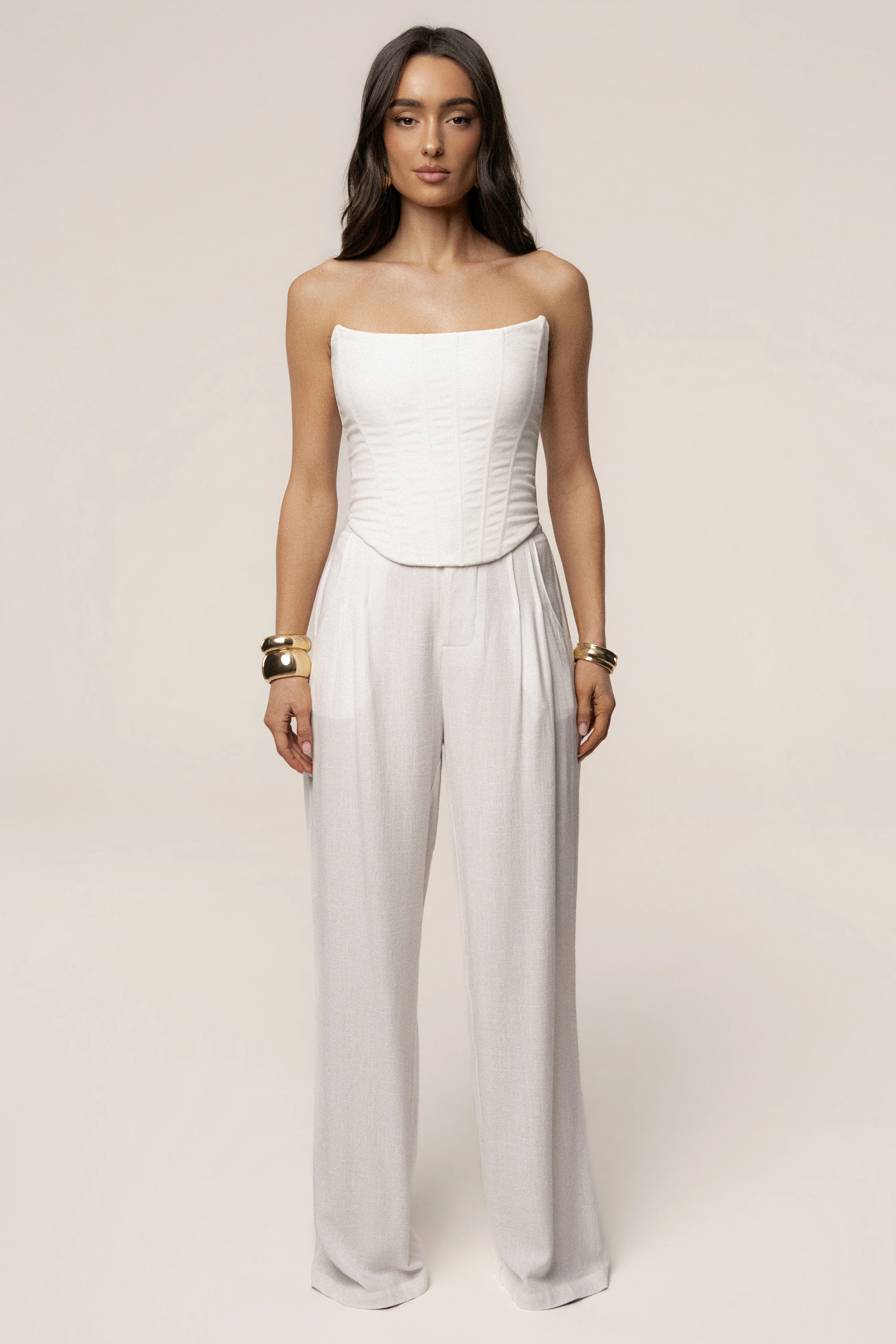White Fenix Reversible Linen Corset