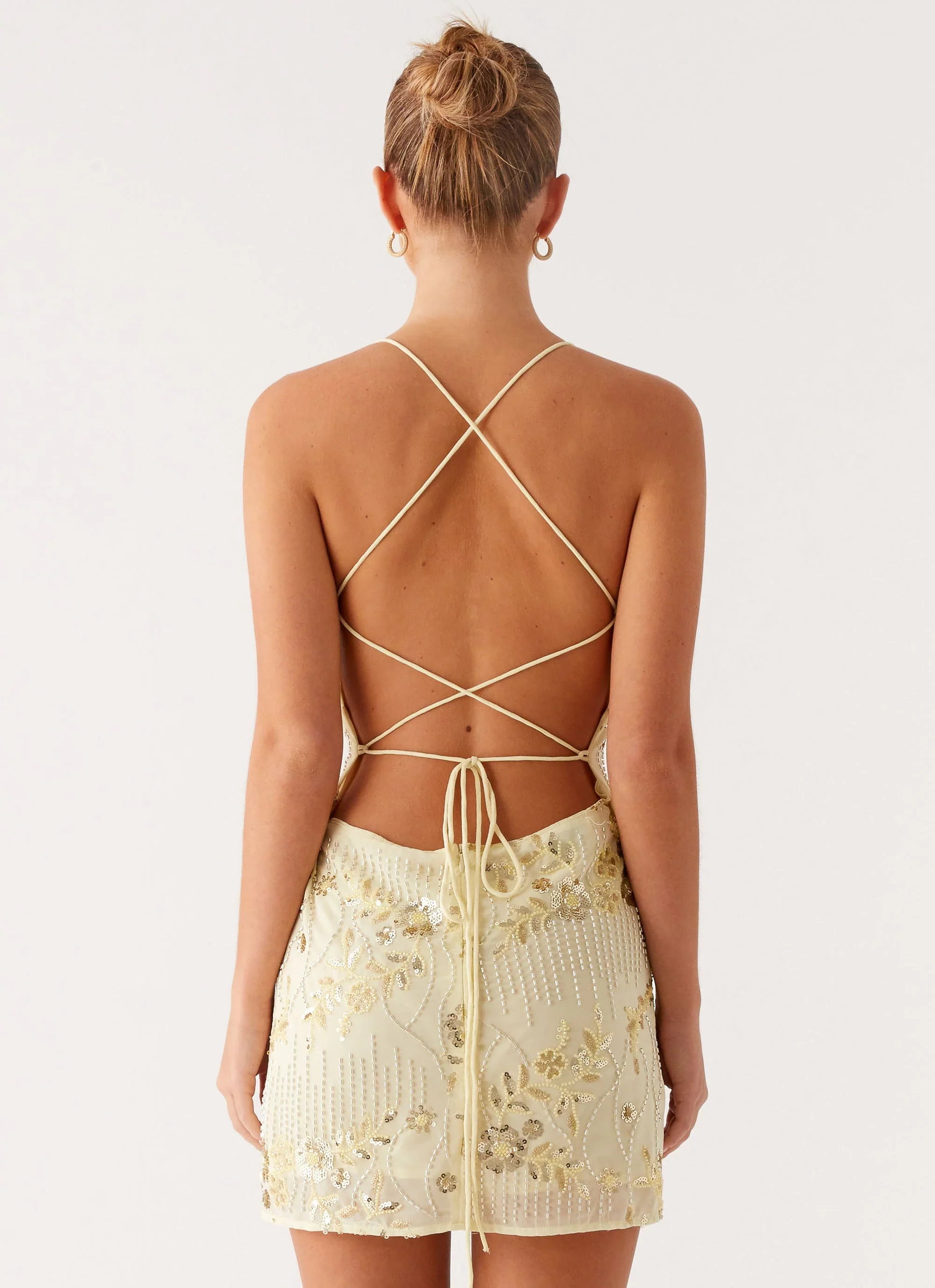 Vietta Sequin Cami Mini Dress - Yellow