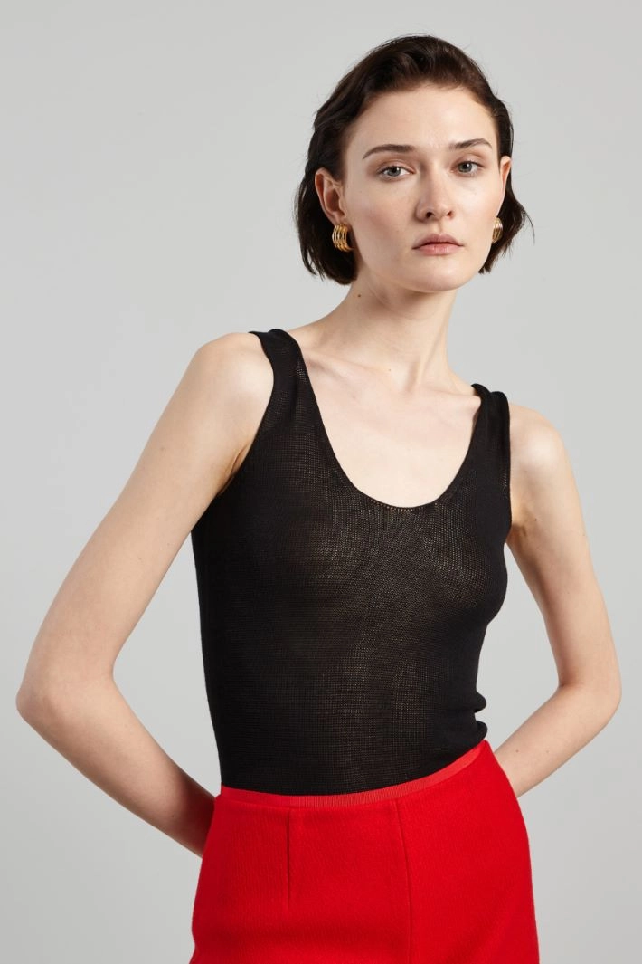 Knitted tank top - BLACK