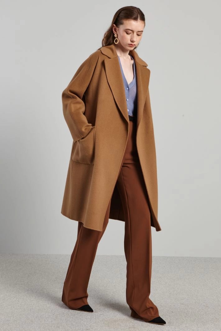 Belted cloth coat - CAMEL