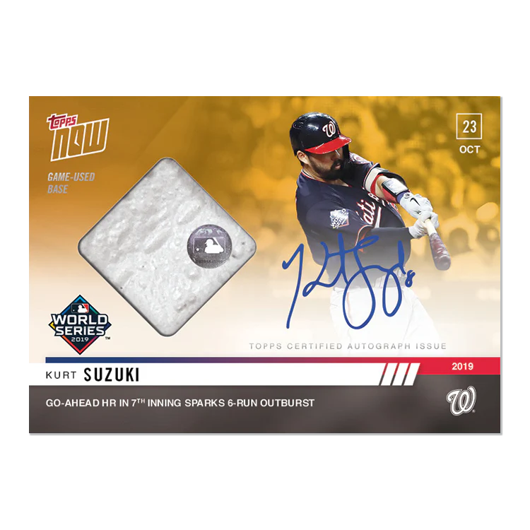 On-Card Auto Relic # to 1 - Kurt Suzuki - MLB TOPPS NOW® Card 1048E