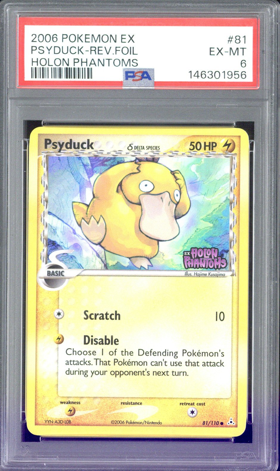 2006 Pokemon EX Psyduck - Rev.Foil Holon Phantoms #81 PSA 6