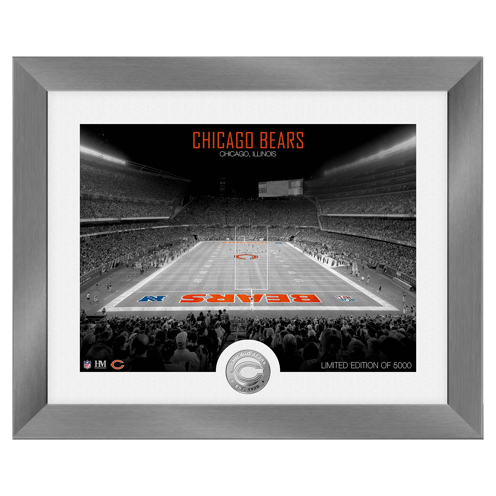 Chicago Bears Art Deco Stadium Silver Coin Framed NFL Photo
