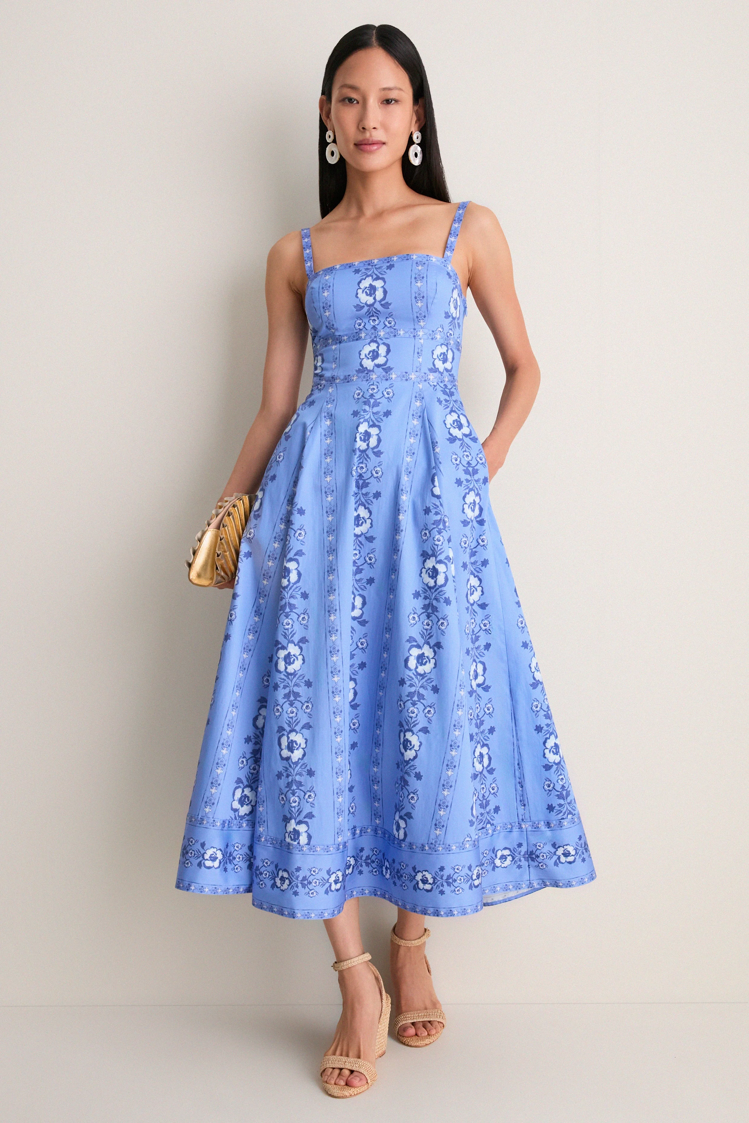 Arcadia Border Blue Margot Dress