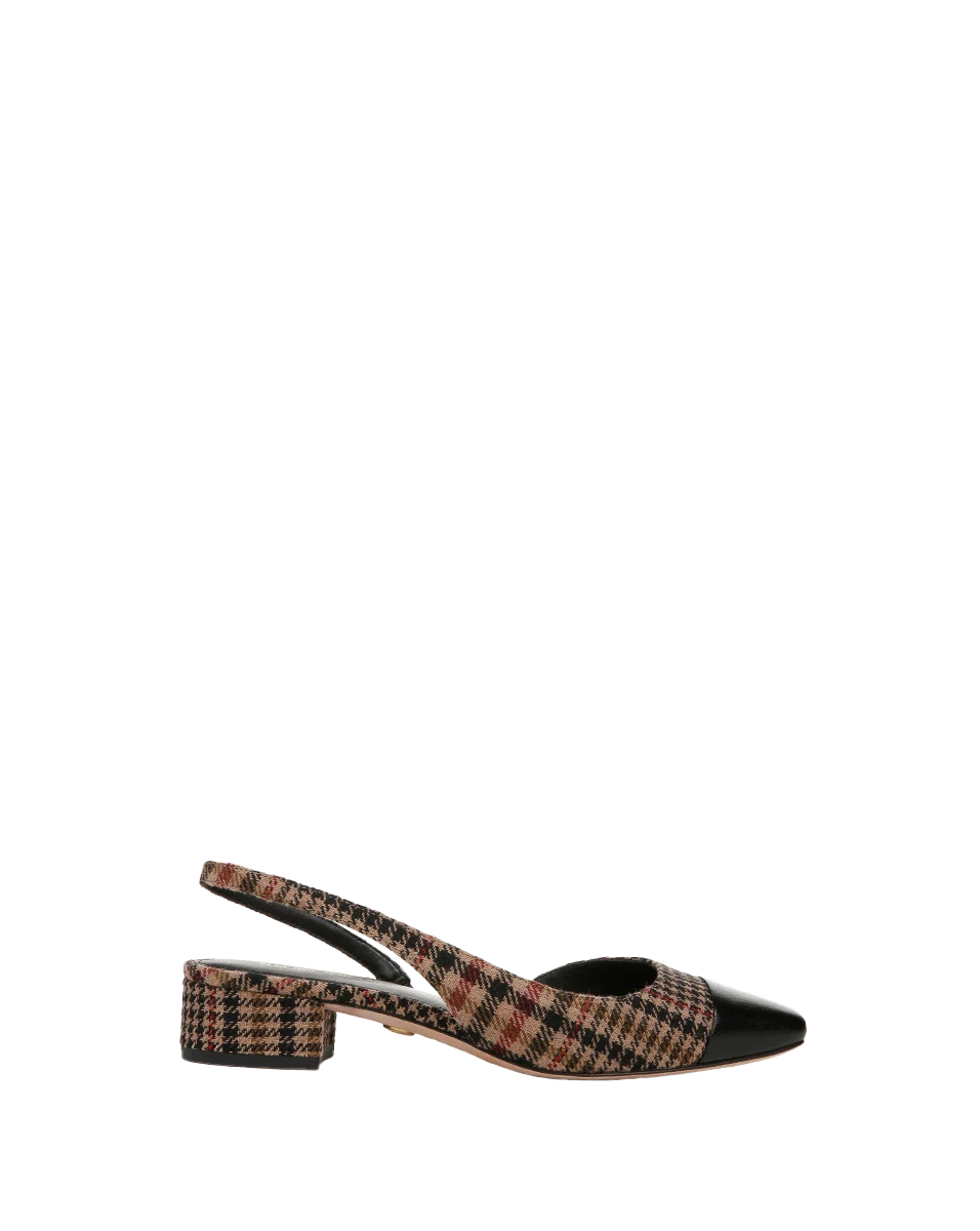 Cecile Plaid Cap-Toe Slingback