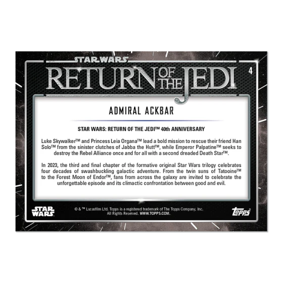 2023 Topps Star Wars: Return of the Jedi™ 40th Anniversary Card #4 - Admiral Ackbar - Topps UK
