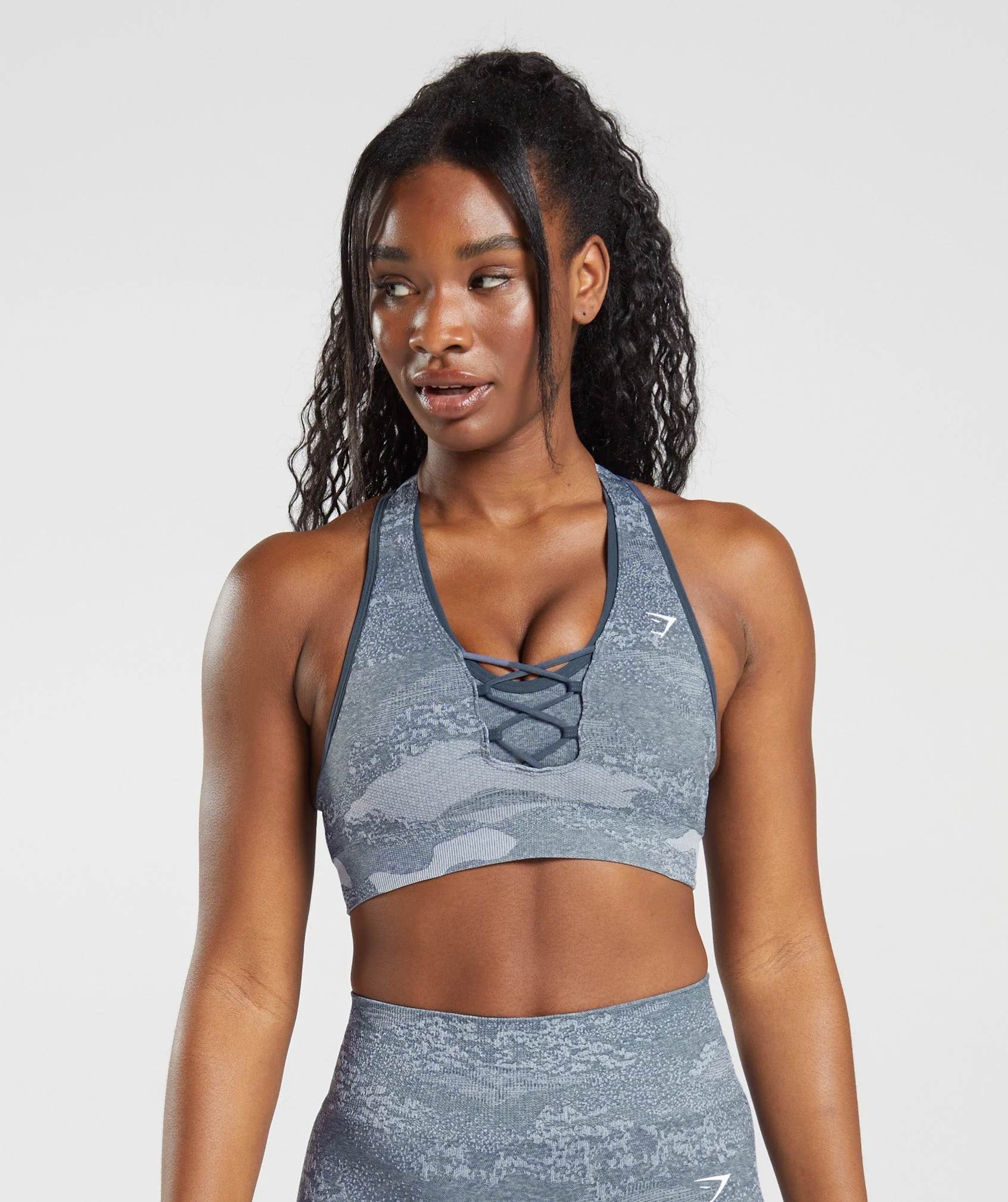 Adapt Camo Seamless Sports Bra River Stone Grey/Evening Blue