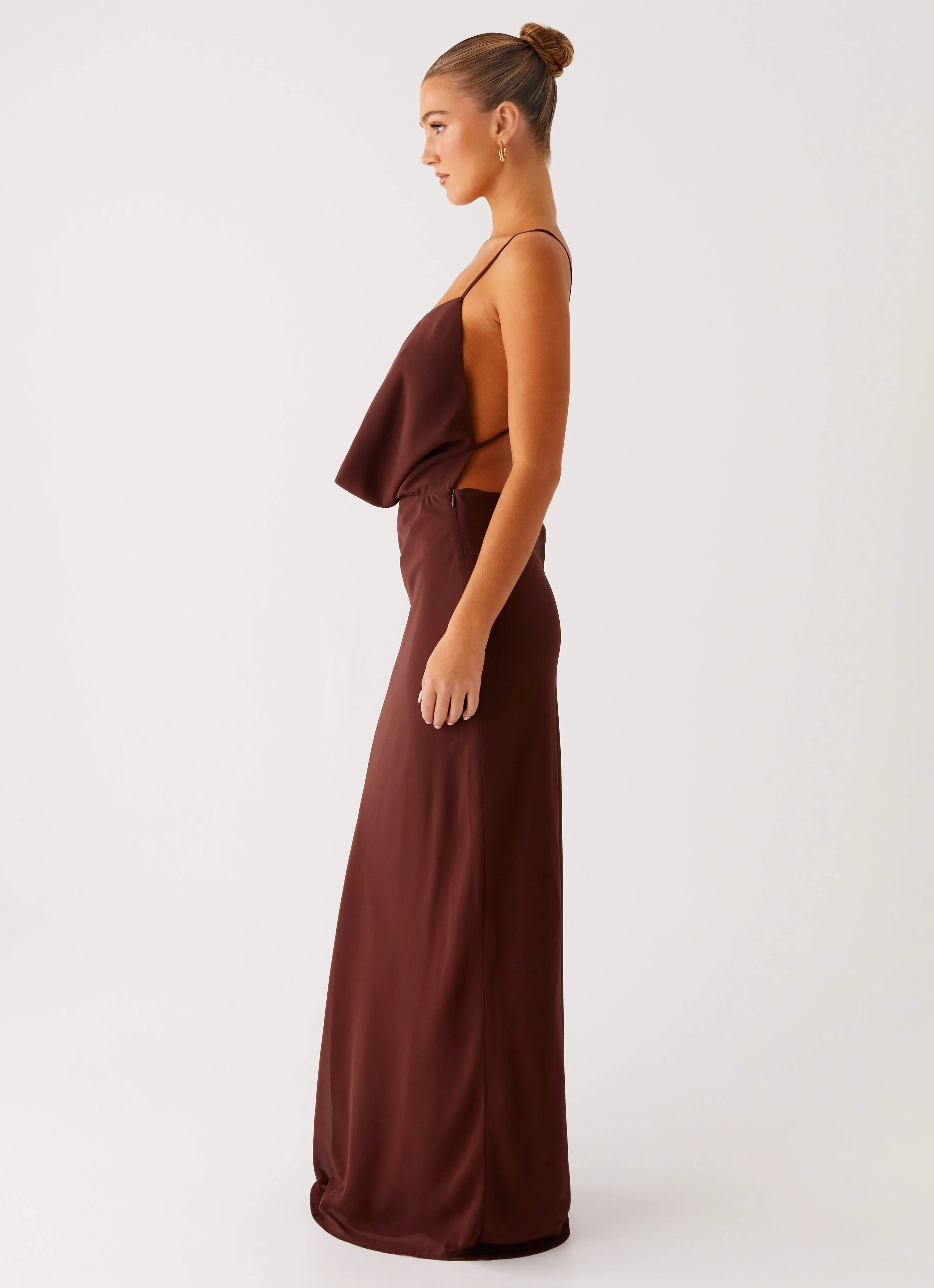 Elation Cowl Neck Maxi Dress - Chocolate