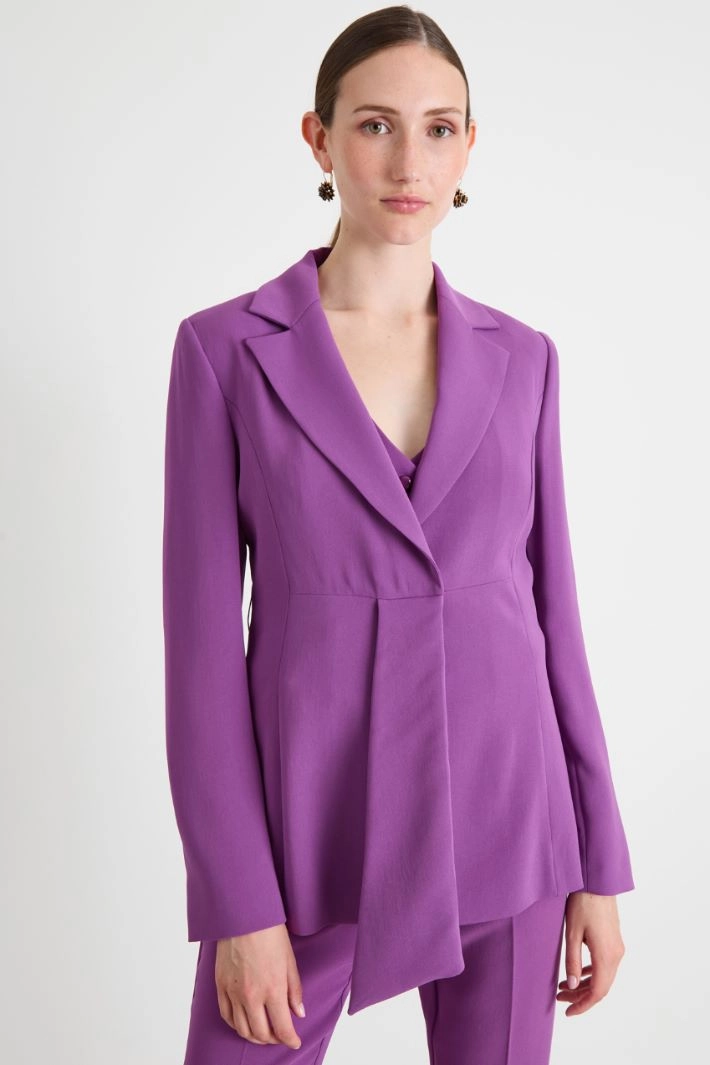 Belted blazer in crepe fabric - VIOLET