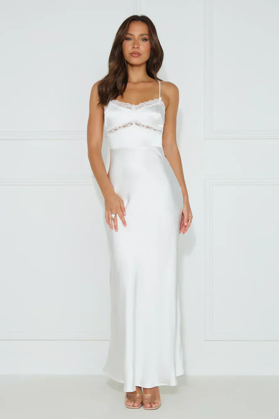 Nobody But You Satin Maxi Dress White