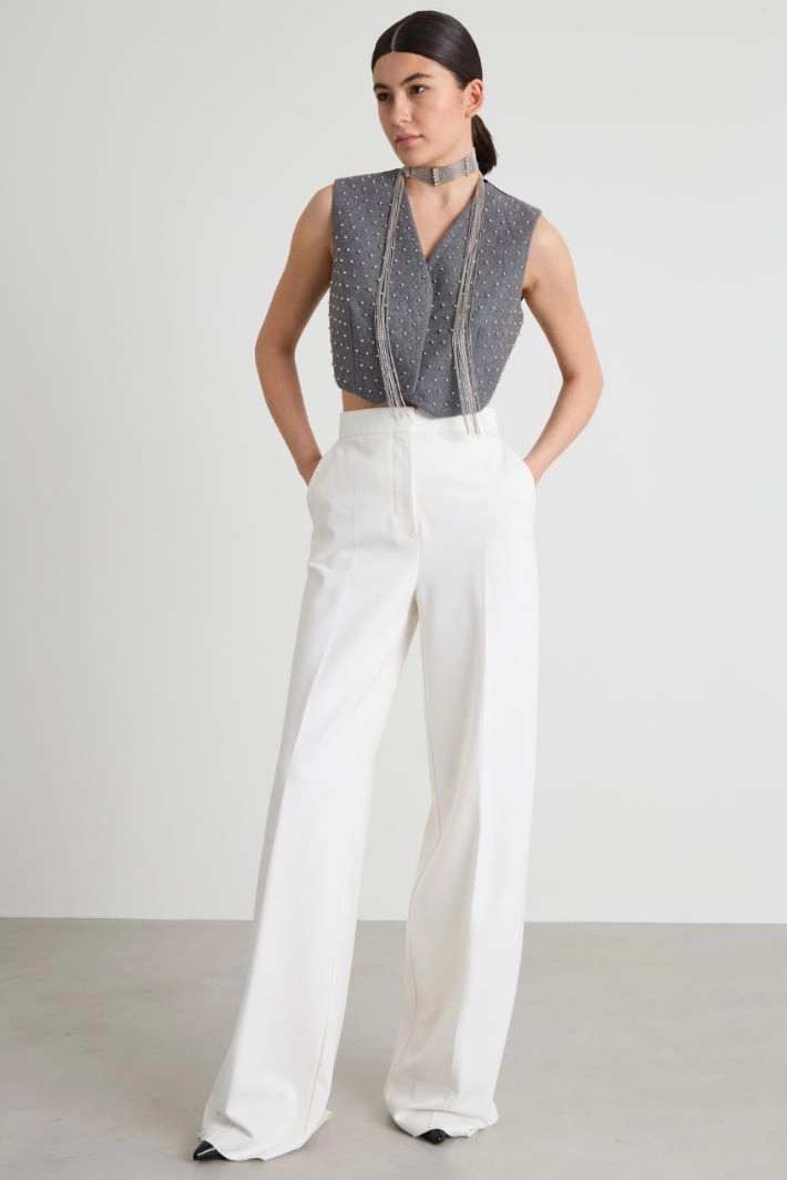 Jersey palazzo trousers - WHITE