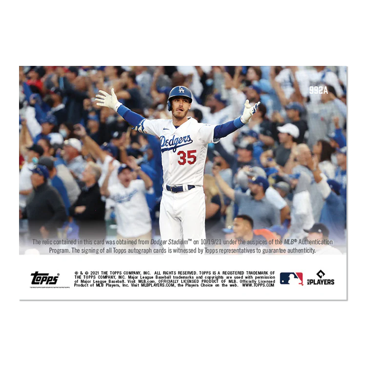 On-Card Auto-Relic # to 99 - Cody Bellinger - 2021 MLB TOPPS NOW® Card 992A