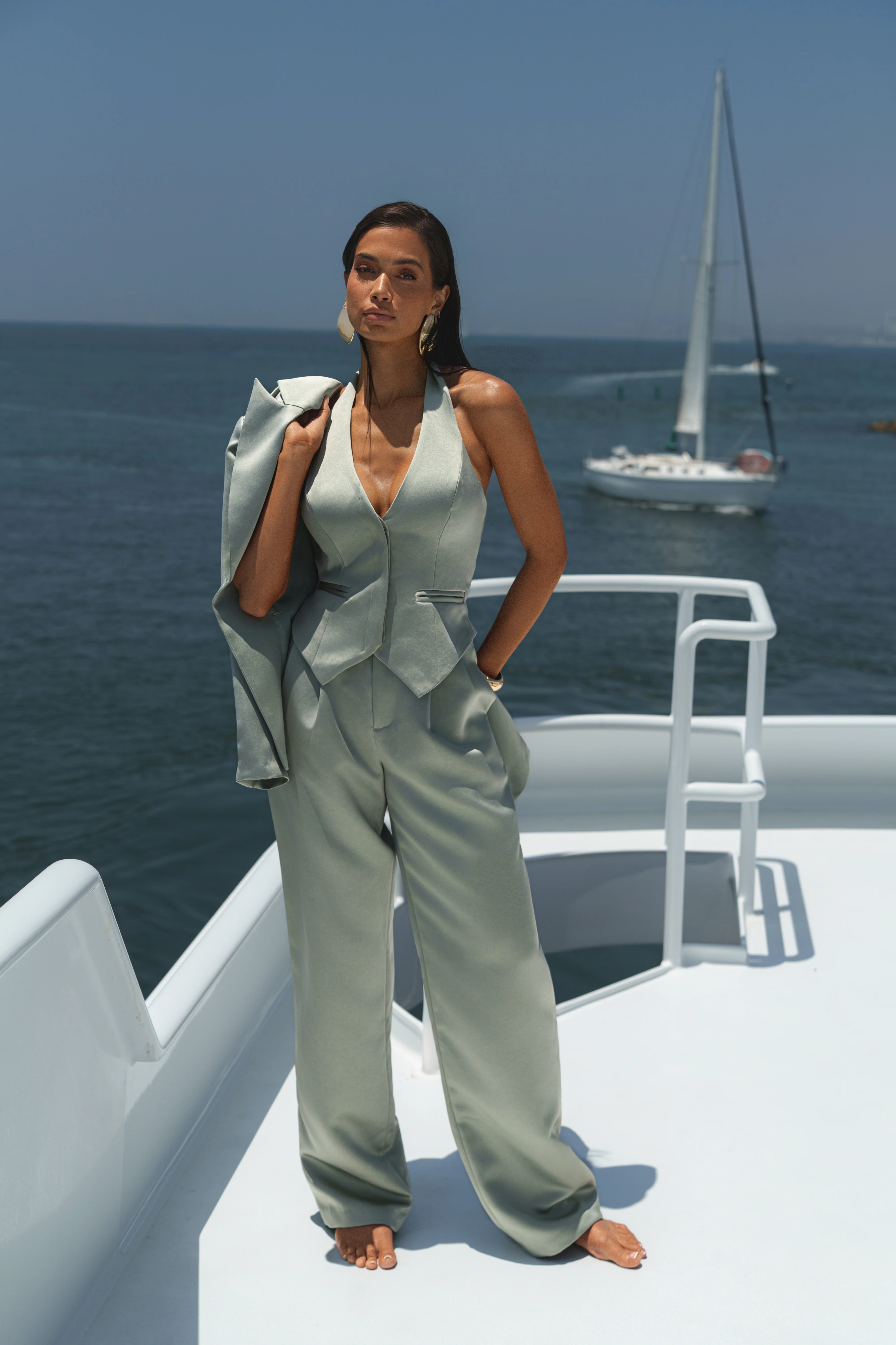 Sage City Nights Satin Vest