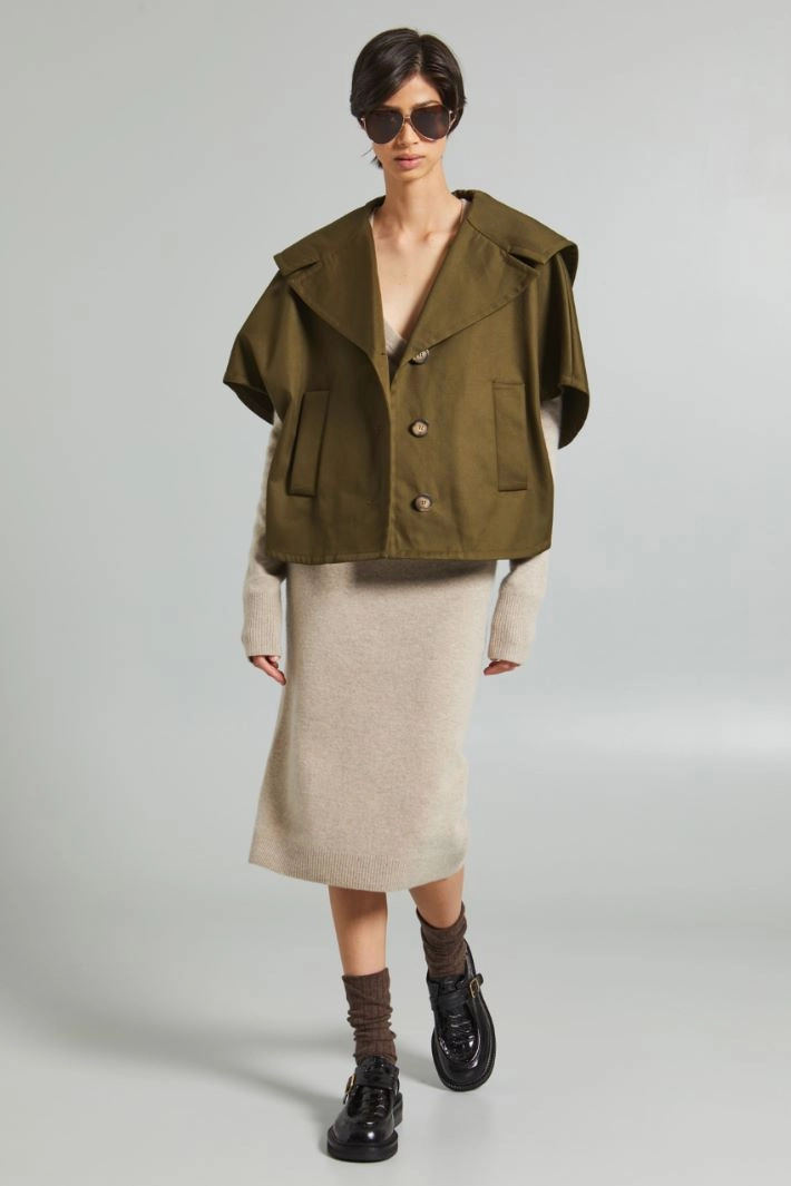 Waterproof gabardine cape - MILITARY GREEN