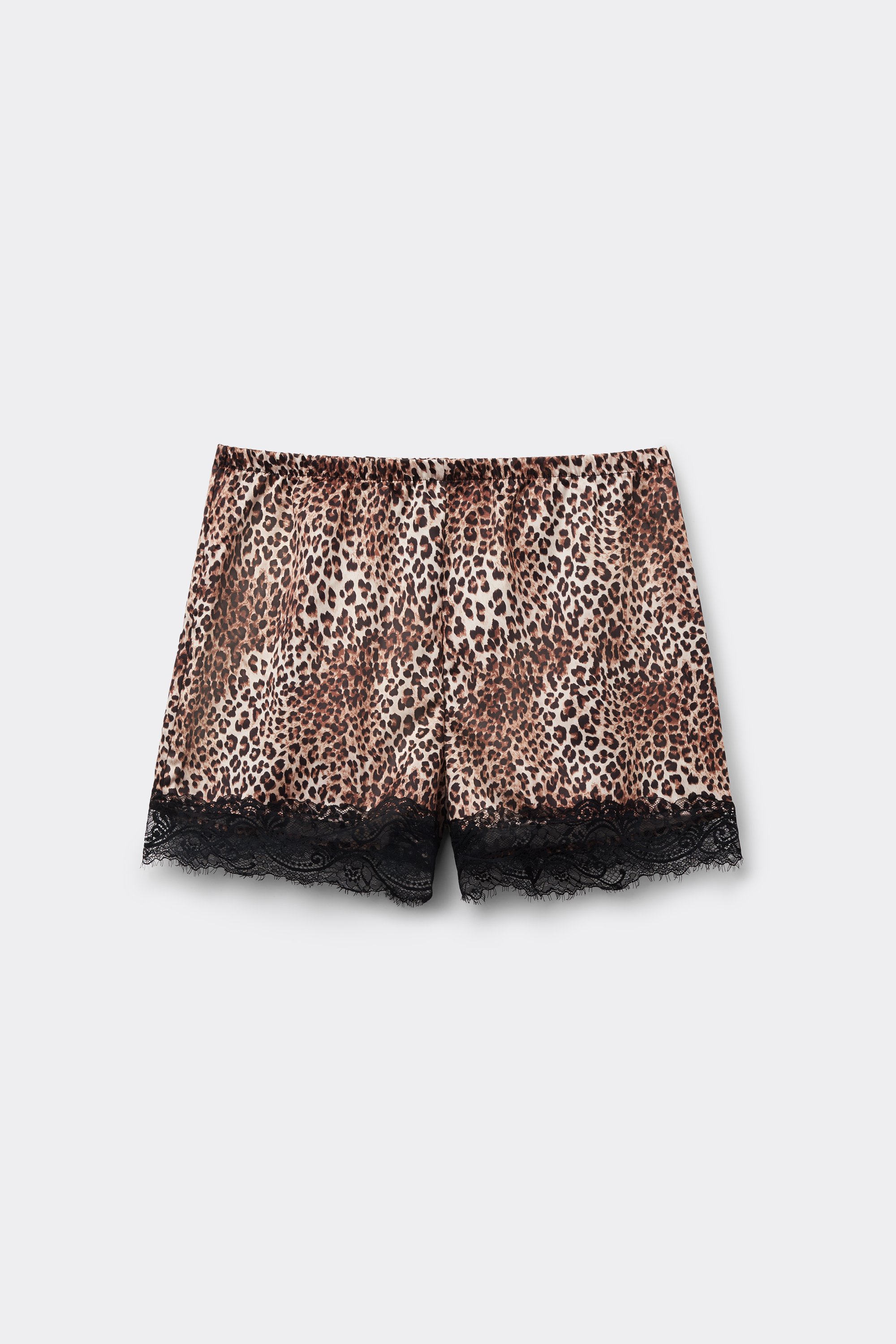 Printed Satin and Lace Shorts