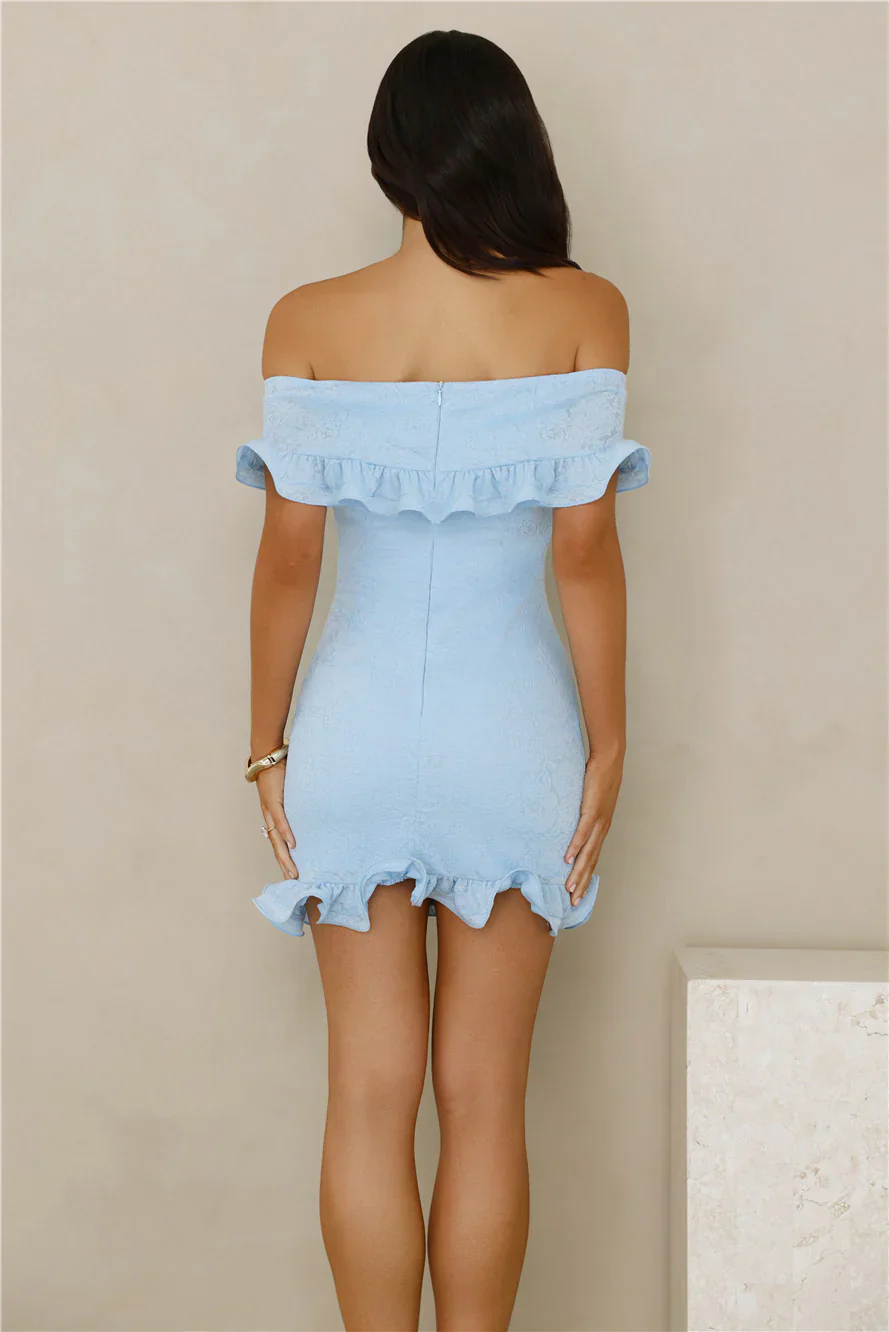 Glimmering Noir Off Shoulder Lace Mini Dress