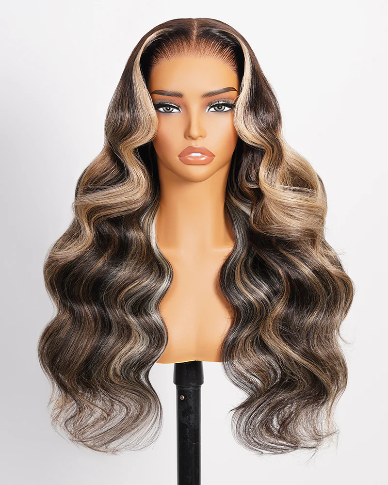 Ophirawig 13x6 Three-Go? Ombre Platinum Blonde Balayage Highlights Glueless Wig Loose Body Wave With Drawstring