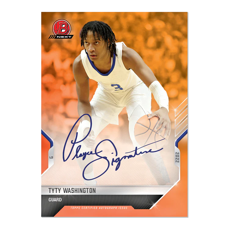 On-Card Auto # to 5 - TyTy Washington - 2022 Bowman NEXT TOPPS NOW® Basketball Card 24E