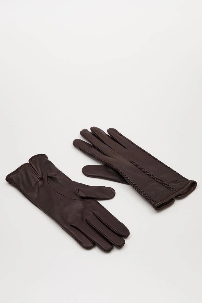 Stitched gloves - DARK BROWN