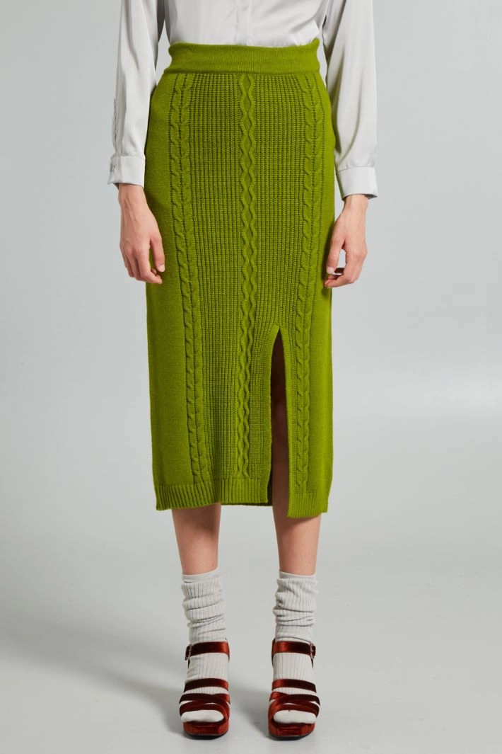 Cable-knit skirt - PISTACHIO GREEN