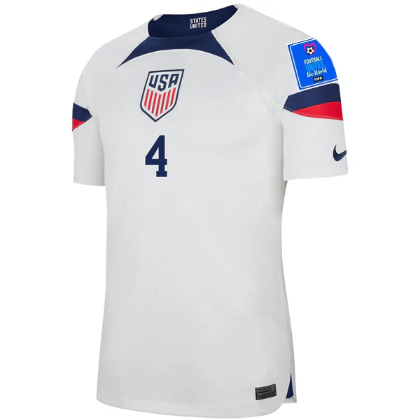 United States Tyler Adams Authentic Match Home Jersey 22/23 w/ World Cup 2022 Patches (White/Loyal Blue)