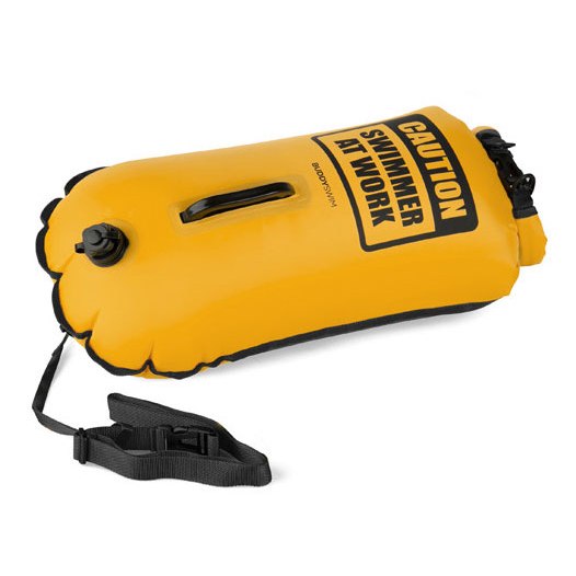 Buddyswim Boya Drybag 28lt + swim cap - yellow/caution swimmer at work