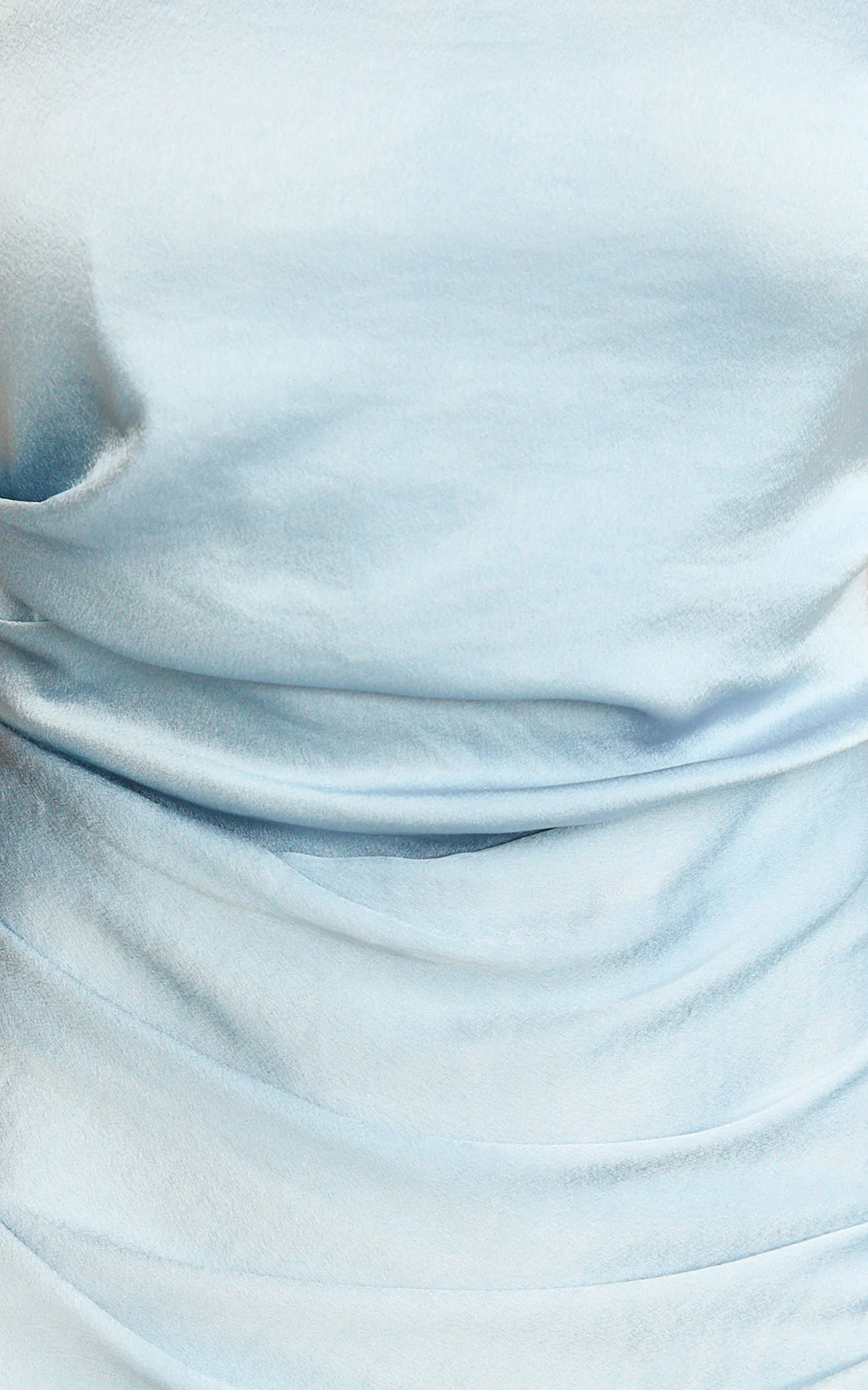Rumi Midi Dress - Rushed Bodiest Satin Dress in Pale Blue