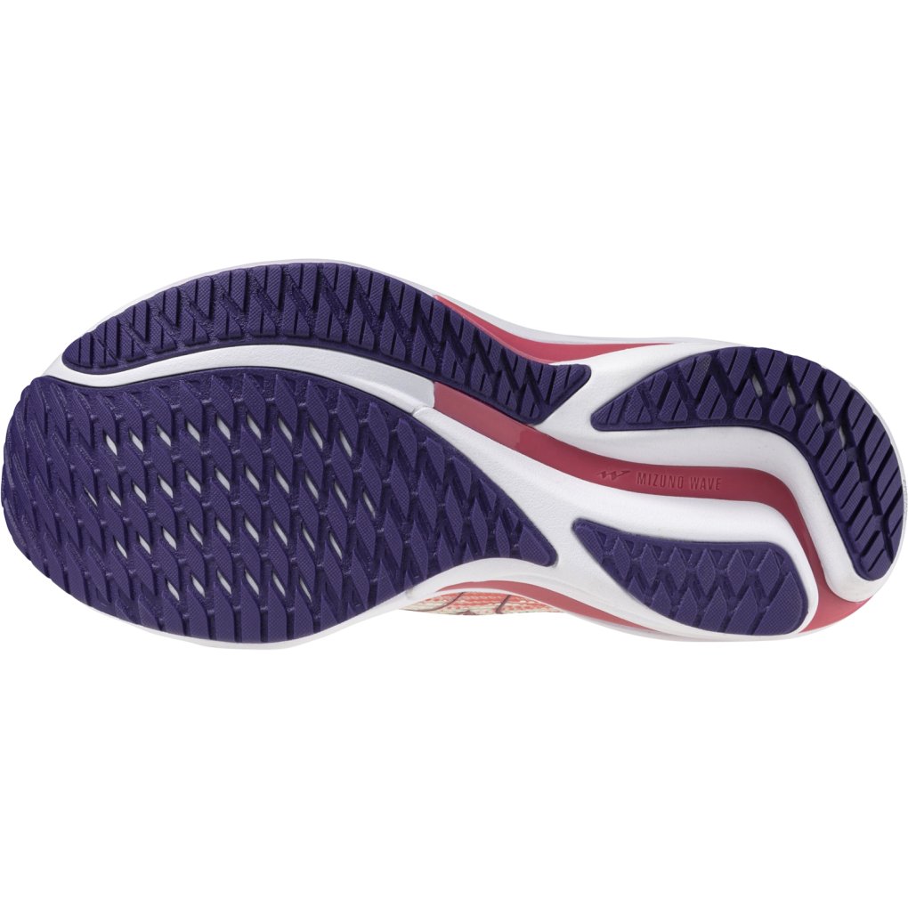 Mizuno Wave Rider 28 Running Shoes Women - MIZUNO Snow White/Camellia Rose/Vintage Indigo