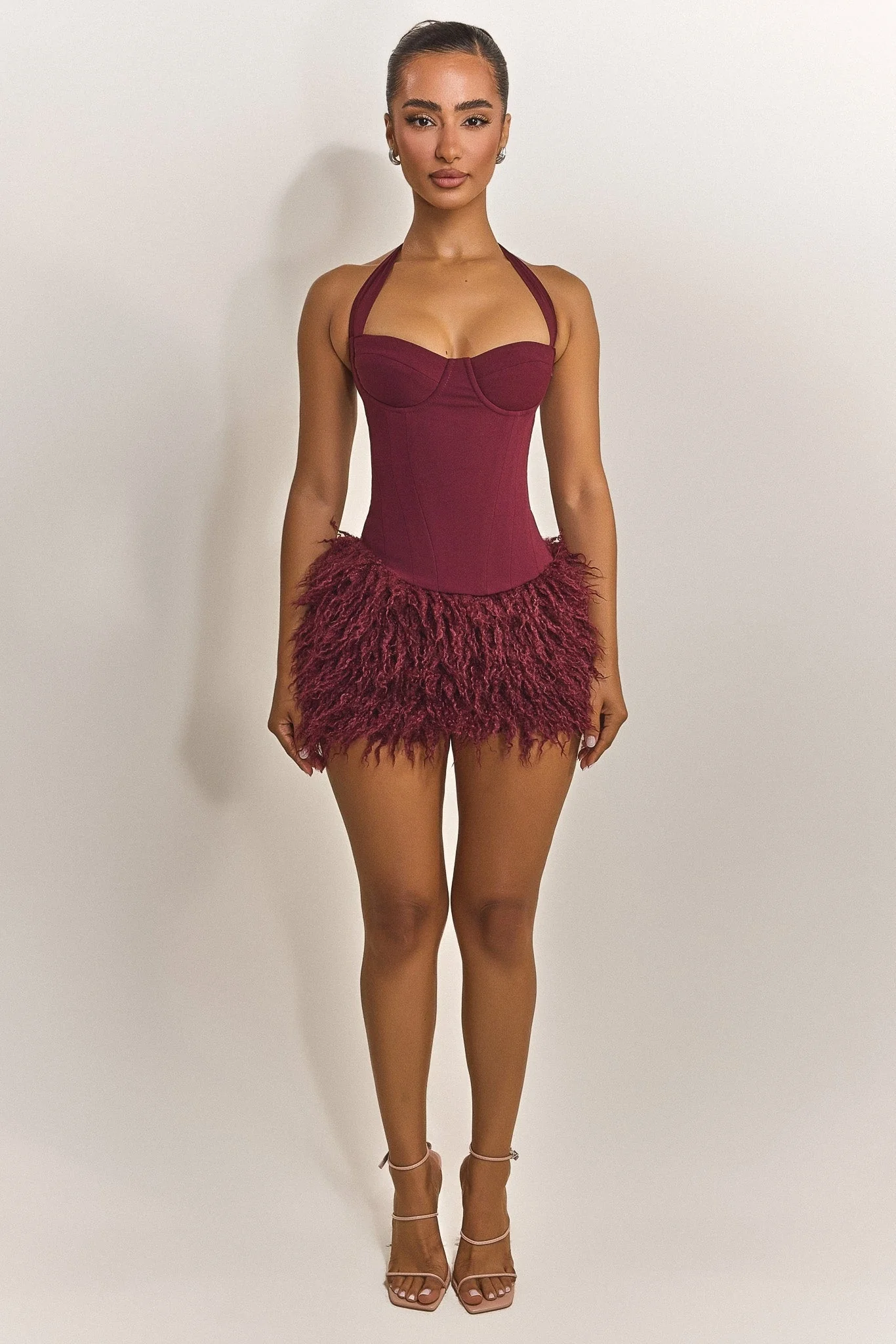 The Zadie Lace Up Corset Top in Wine