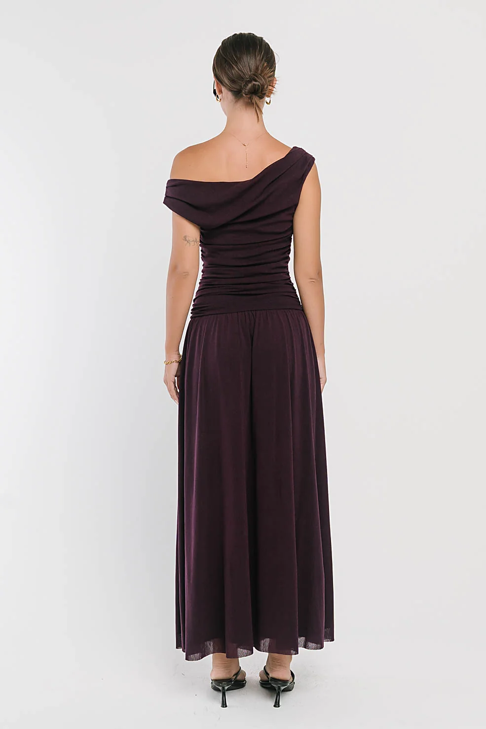Luna Ruched Maxi Dress in Purple