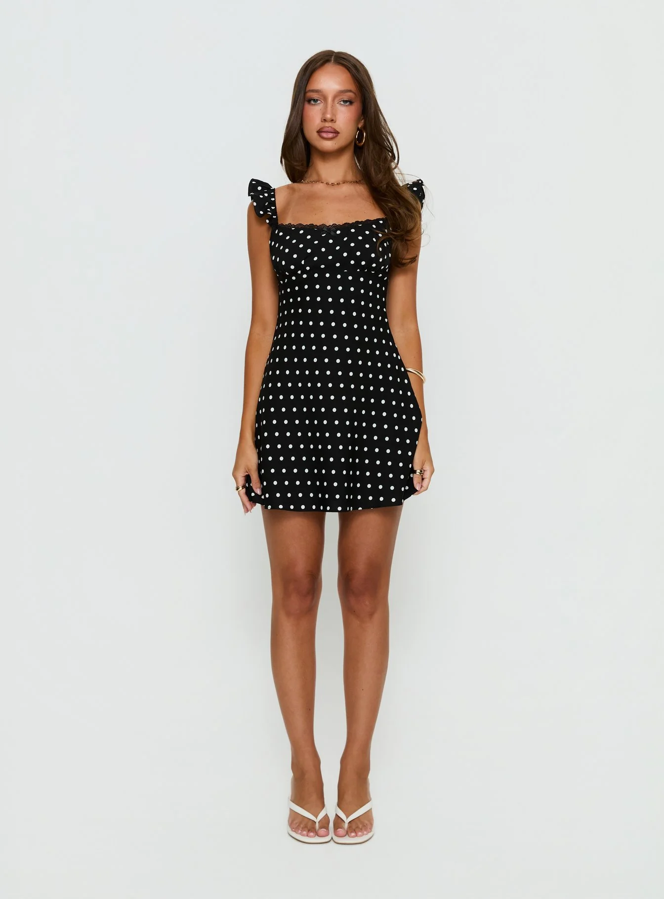 Beacall Mini Dress Black Polka Dot