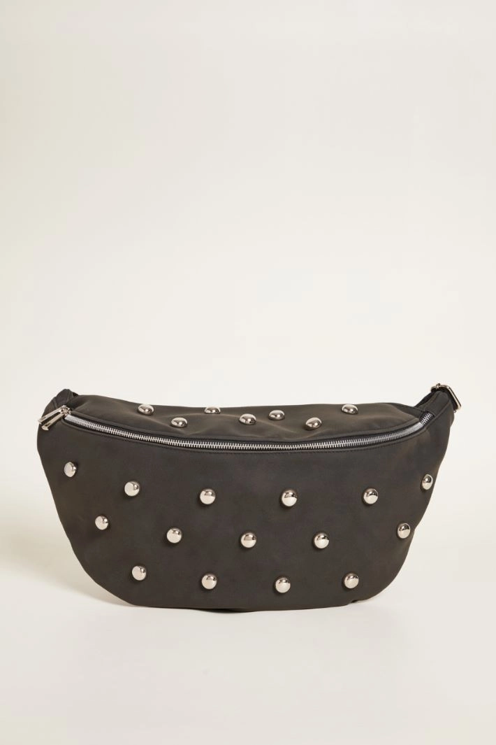 Velvet-effect fabric bag - BLACK