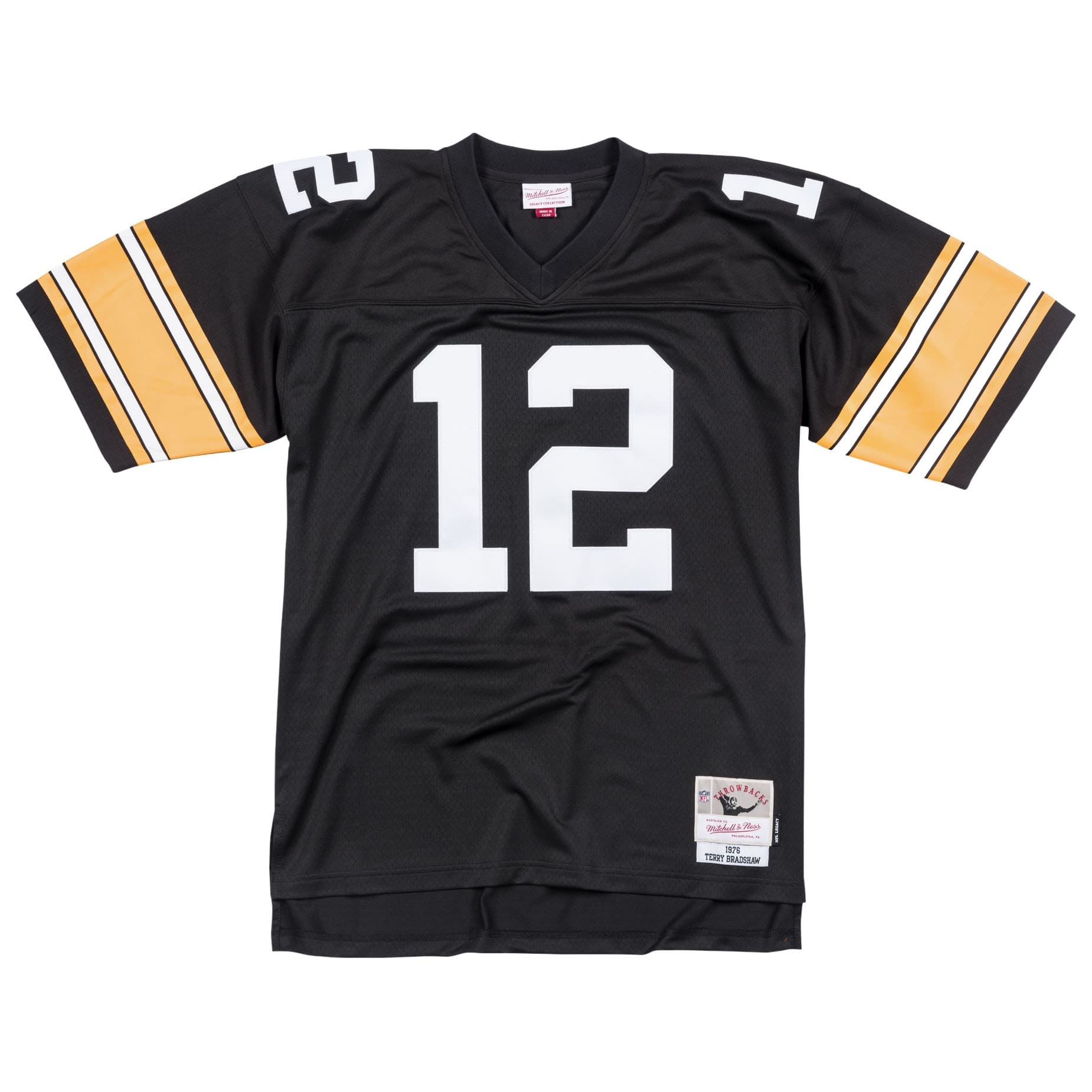 Terry Bradshaw #12 Pittsburgh Steelers 1976 Legacy Throwback NFL Jersey Black