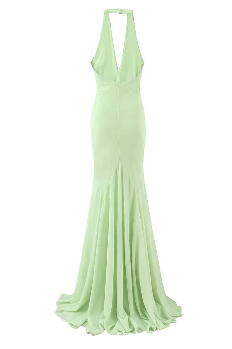 Halter Mint Green Mermaid Dress