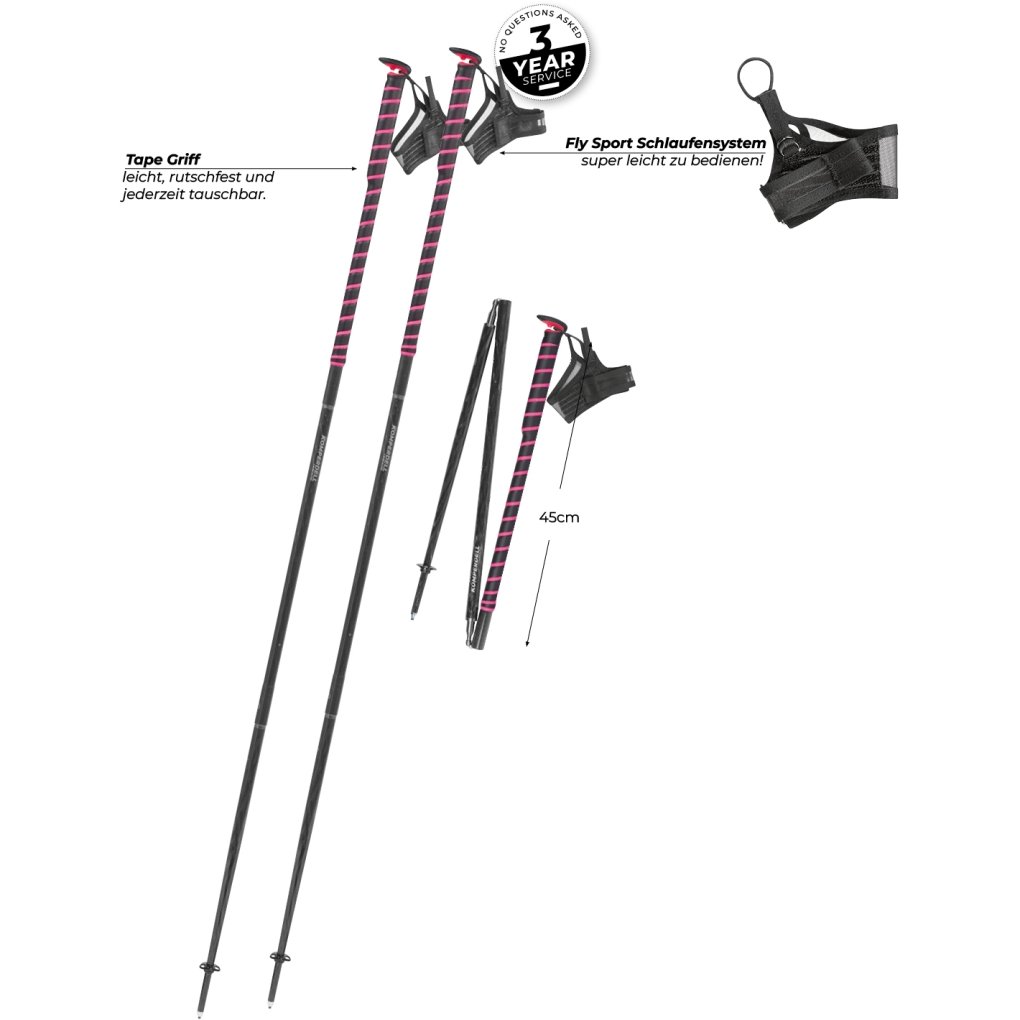 Komperdell FXP Composite Trail Trekking Poles (Pair) - pink