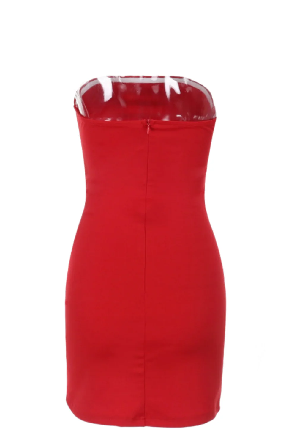 Strapless Red Ruched Fitted Party Dress