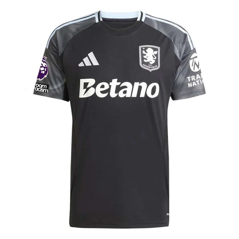 Rogers Men's Aston Villa 25/26 Away Jersey w/ EPL + NRFR Patches (Black/Global Blue)