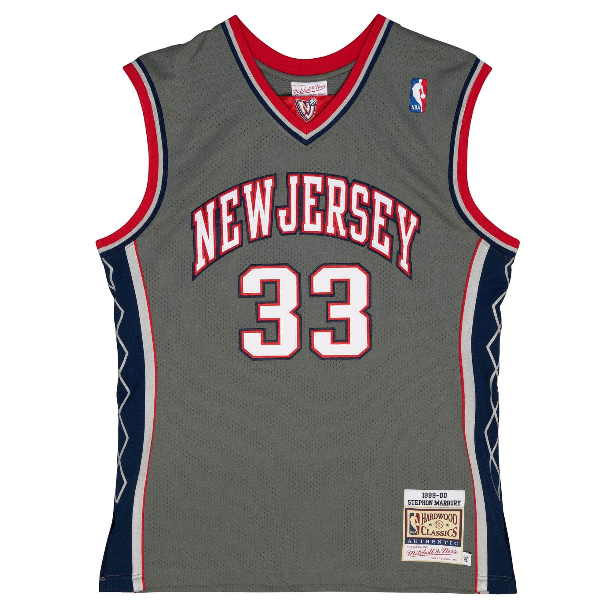 Stephon Marbury #33 New Jersey Nets 1999-00 Mitchell & Ness Authentic NBA Jersey Grey